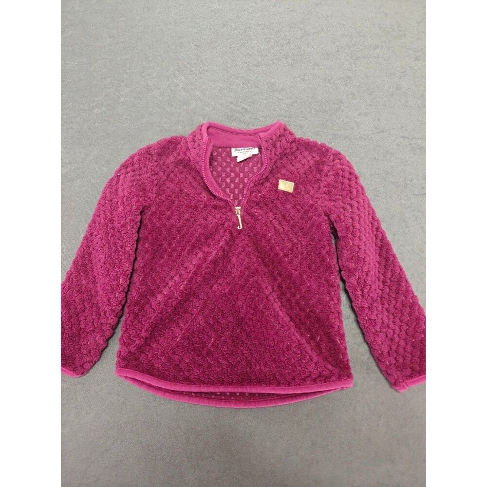 Juicy Couture Girls 4T Sherpa Fleece Pullover Pink Quarter Zip Cozy Jacket